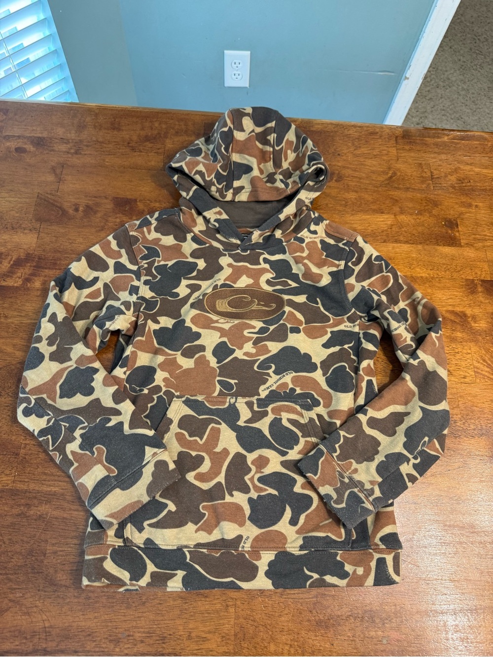Drake Waterfowl Youth Old School Camo Hoodie *Read Description Flaw* Three End M